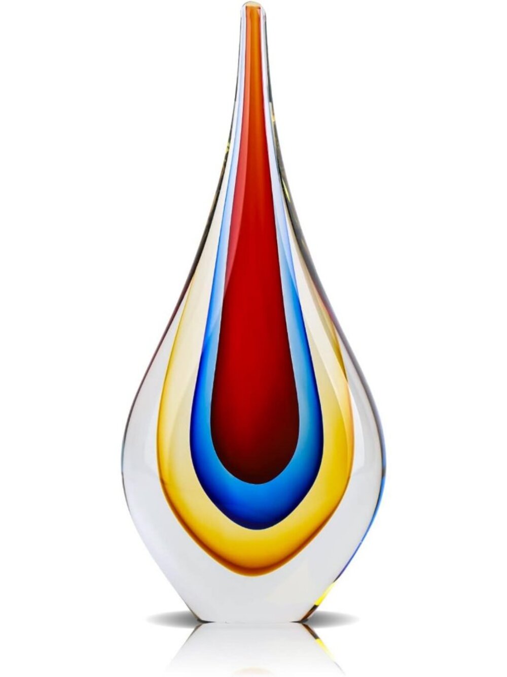9" Hand Blown Glass Sculpture - Modern Art Decor for Office, Living Room & Beach